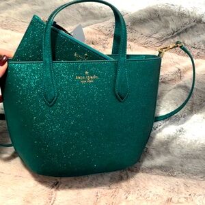 Nwt Teal Kate spade glimmer satchel with Matching wallet